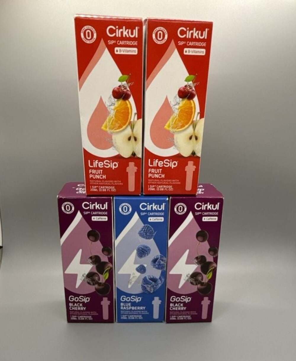 Cirkul GoSip Cartridges Lot - 2 Fruit Punch 2 Black Cherry 1 Blue Raspberry NEW